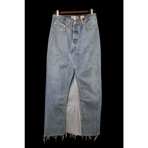 RE/DONE x Levi’s Reconstructed Denim Maxi Skirt Raw Hem Vintage Wash Size 27
